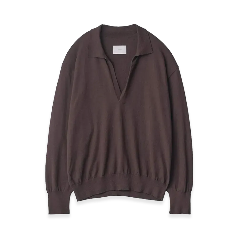 ssstein Organic Cotton Knit Skipper Long Sleeve "Dark Brown"