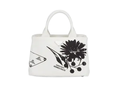 PRADA Printed Canvas Tote Bag "White"