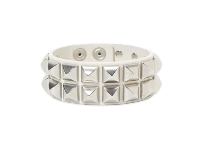 Supreme Studded Leather Bracelet "White"