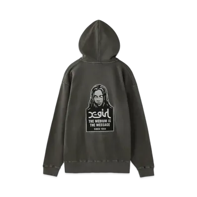 X-Girl Message And Face Faded Zip Up Sweat Hoodie "Black"