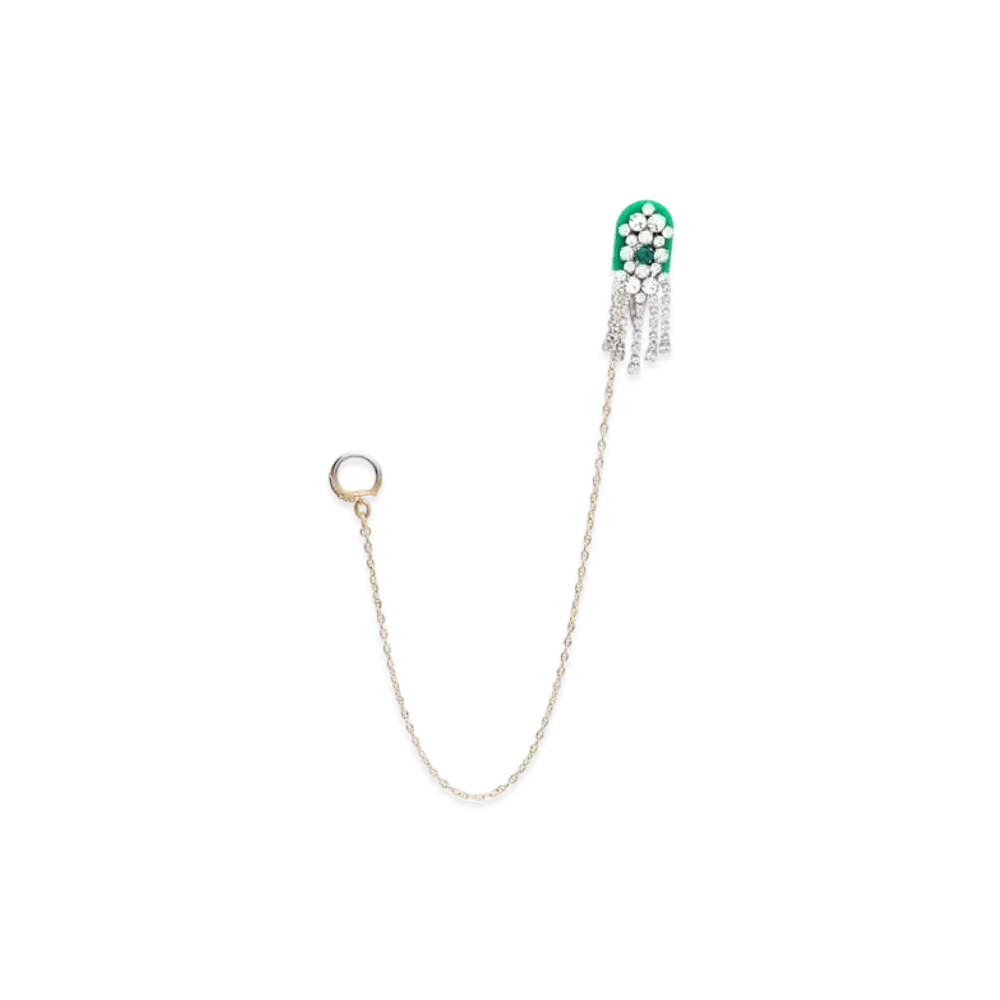 Maison Margiela Rhinestone Fringe Brooch "Green/Gold"