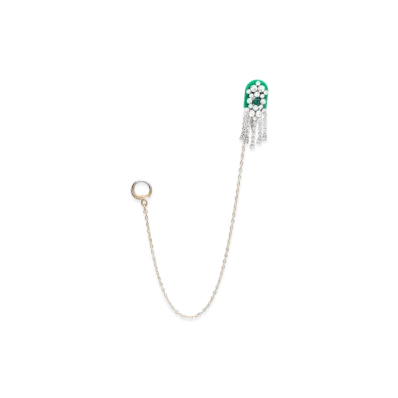 Maison Margiela Rhinestone Fringe Brooch "Green/Gold"