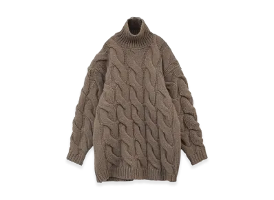 CLANE Women's Big Cable Over Knit Tops "Beige"
