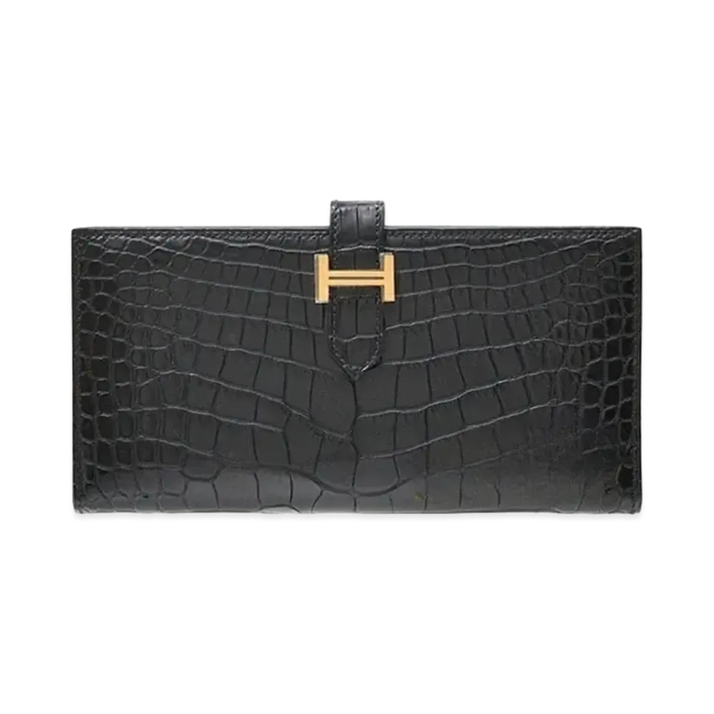 Hermes Crocodile Alligator Matte "Noir/Gold"