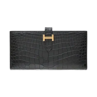 Hermes Crocodile Alligator Matte "Noir/Gold"