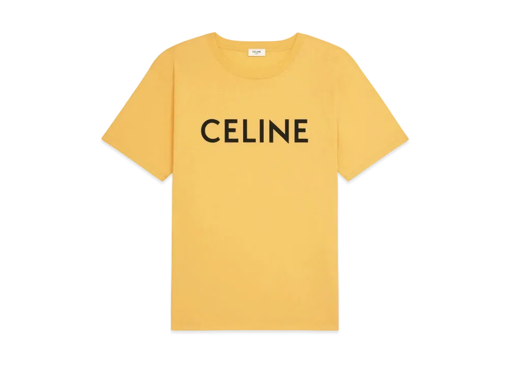 CELINE Men's Loose Celine T-shirt In Cotton Jersey "Pale Yellow/Black"