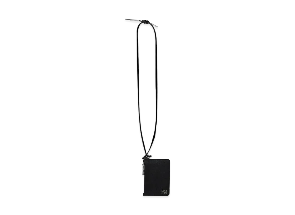 GIVENCHY Zipped Card Holder in Grained Leather with Strap "Black"