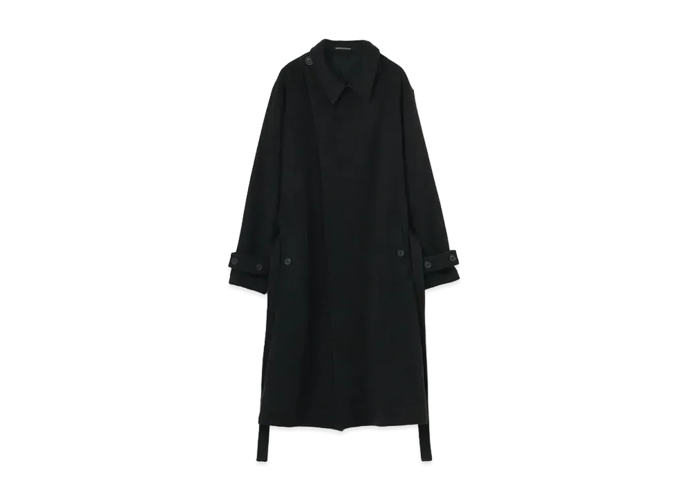 Yohji Yamamoto Pour Homme BRITISH WOOL TWEED FRONT OPEN FLY COAT "Black"