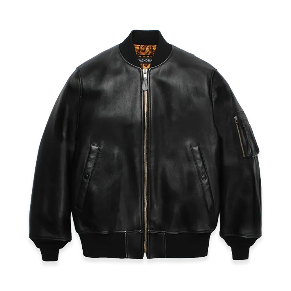 WACKO MARIA Leather MA-1 Flight Jacket "Black"