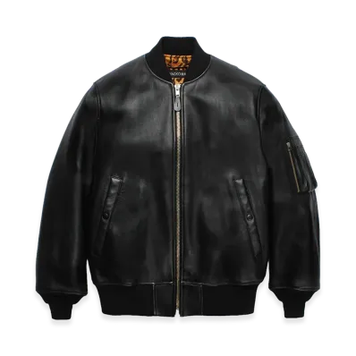 WACKO MARIA Leather MA-1 Flight Jacket "Black"