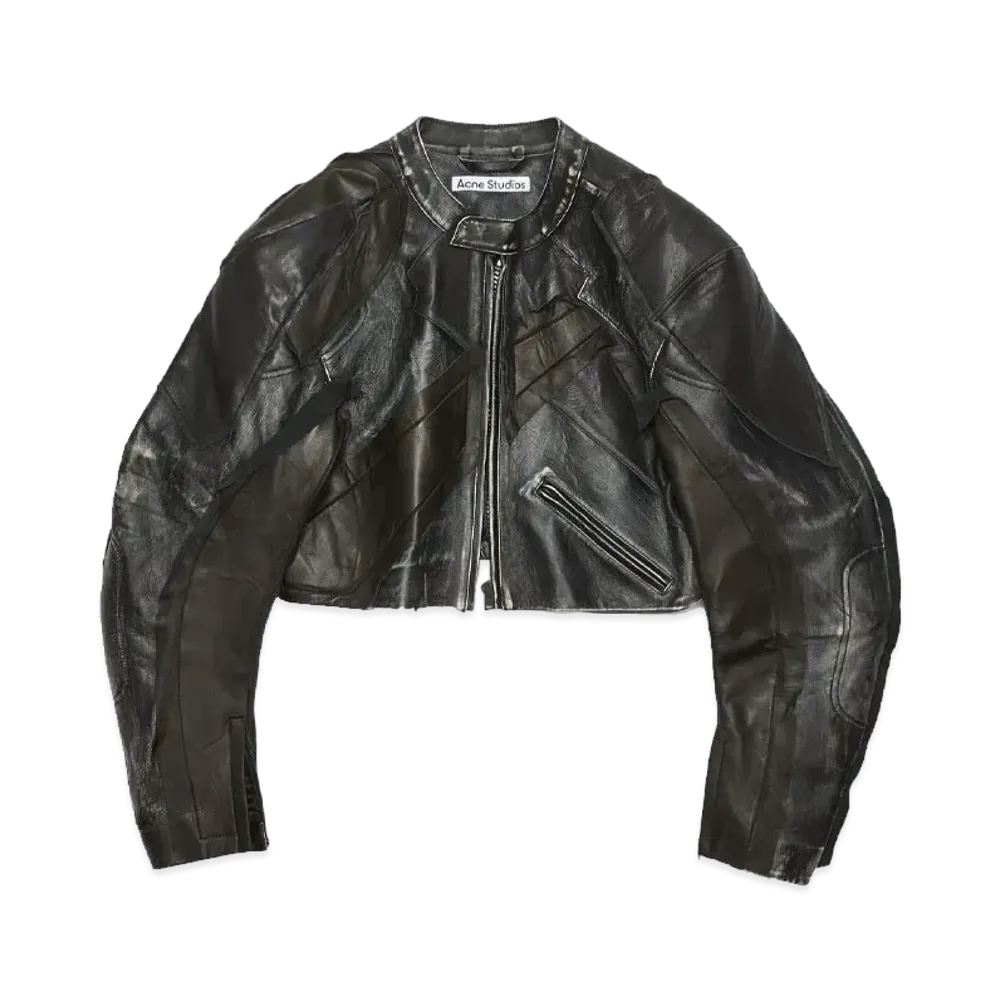 Acne Studios Patchwork Leather Biker Jacket "Black"