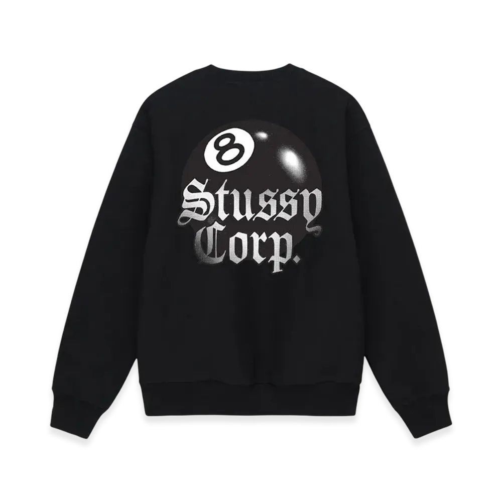 Stussy 8 Ball Corp Crew "Black"