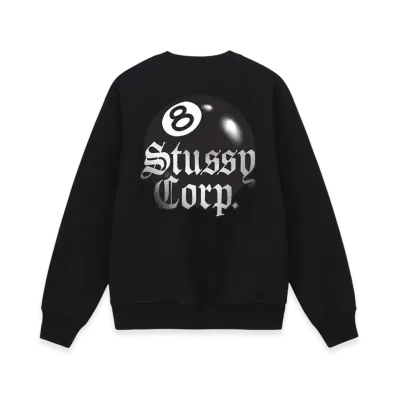 Stussy 8 Ball Corp Crew "Black"