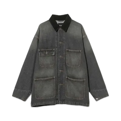 BEAMS Loose Denim Coverall Jacket "Black"