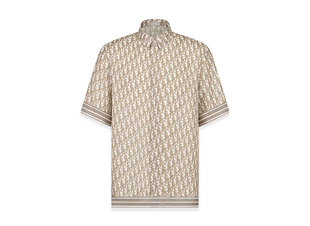Dior Oblique Short-Sleeved Shirt Silk Twill "Beige"