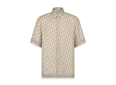 Dior Oblique Short-Sleeved Shirt Silk Twill "Beige"