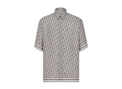 Dior Oblique Short-Sleeved Shirt Organic Silk Twill "Gray"