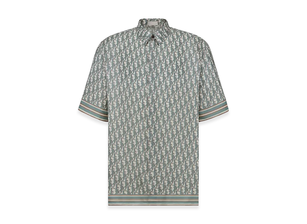 Dior Organic Silk Twill Oblique Short-Sleeved Shirt "Beige"