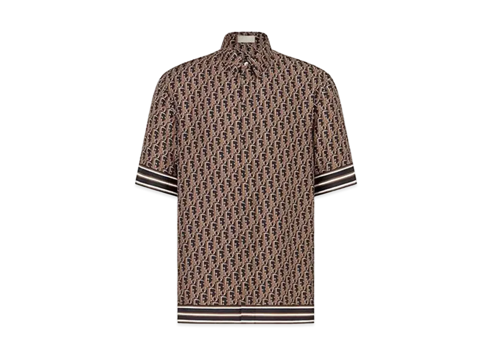Dior Men's Oblique Pixel Short Sleeve Shirt "Brown"