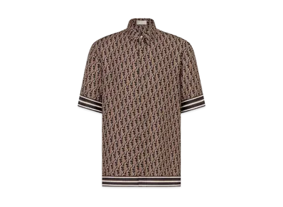 Dior Men's Oblique Pixel Short Sleeve Shirt "Brown"