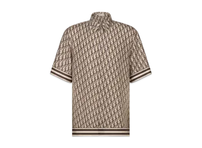 Dior Oblique Short-Sleeved Shirt and Silk Twill "Beige/Brown"