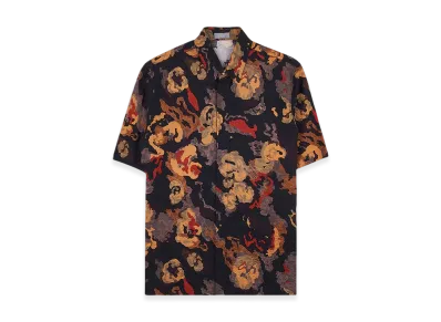 Dior and Duncan Grant and Charleston Short Sleeved Shirt Cotton Seersucker "Black"