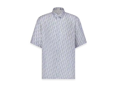 Dior Oblique Short-Sleeved Shirt Silk Twill "Blue Striped"