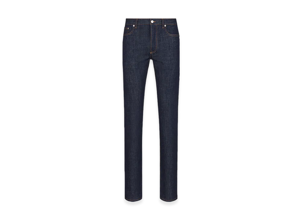 Dior Raw Cotton Denim Long Slim-Fit Dior Oblique Jeans "Blue"