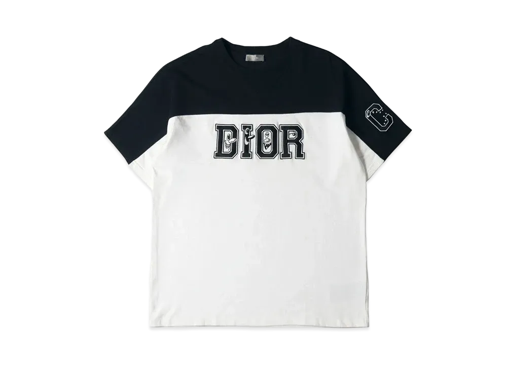Dior x Kenny Scharf Men's Oversize Front Logo Crew Neck Short Sleeve Cut Sew "White/Black"