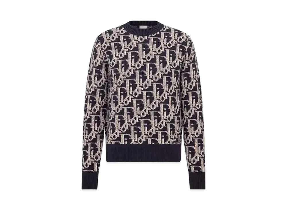 Dior Oblique Wool Jacquard Sweater "Navy"