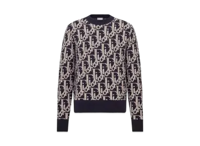 Dior Oblique Wool Jacquard Sweater "Navy"