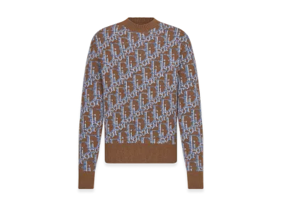 Dior Wool Jacquard Oblique Sweater "Brown/Blue"