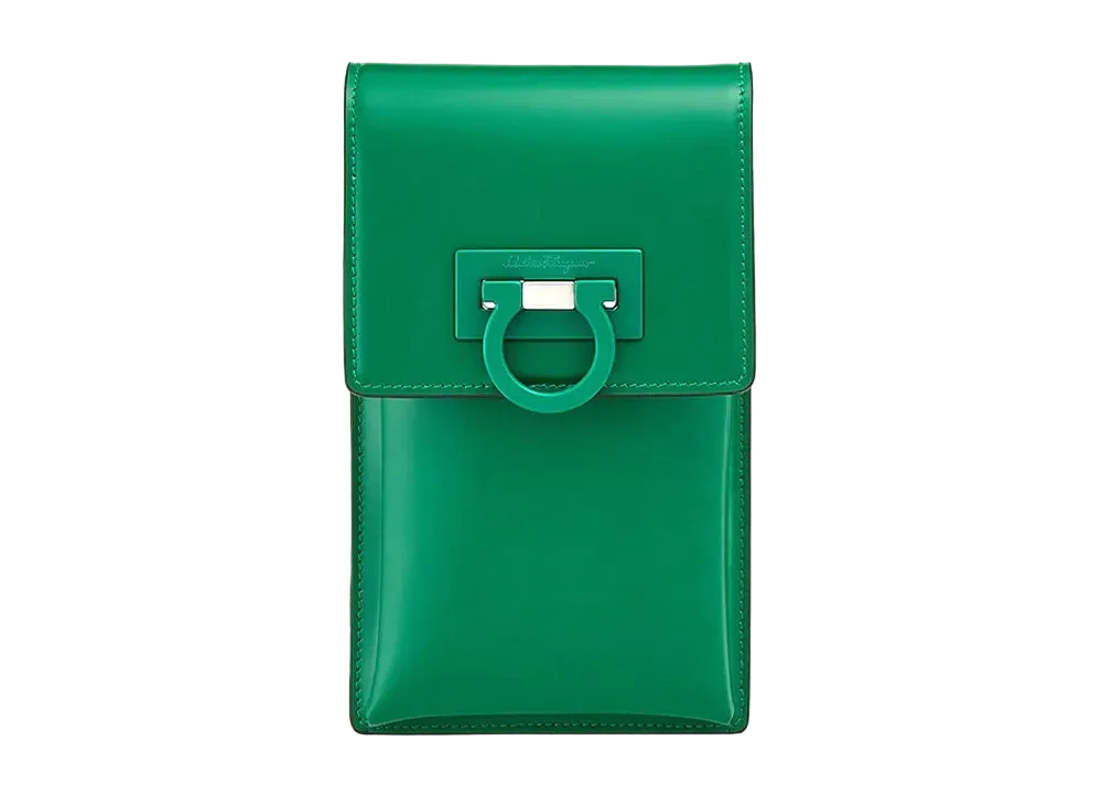 Salvatore Ferragamo Trifolio Smartphone Holder "Scrubs Green"