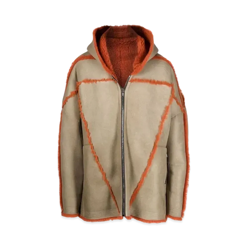 RICK OWENS Jumbo Peter Hooded Jacket "Beige Orange"