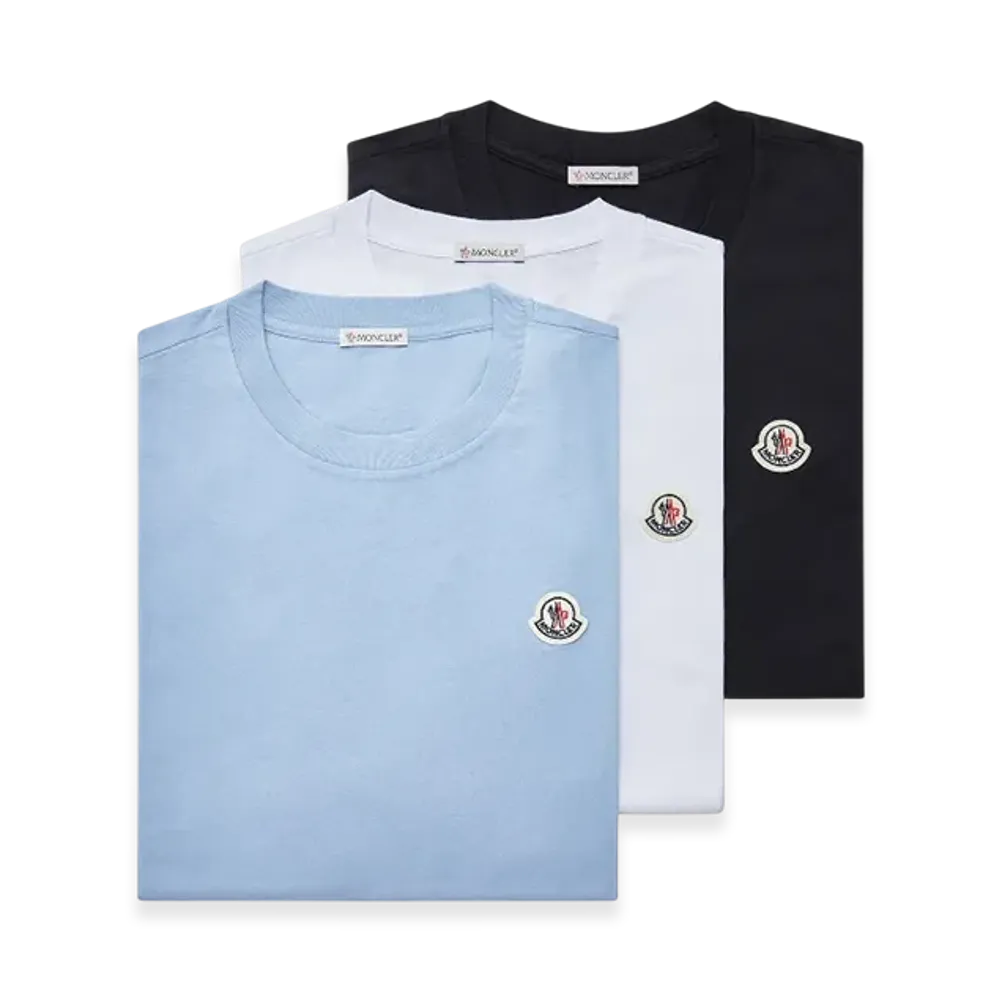 MONCLER Logo Patch Cotton T-Shirt (Pack Of Three) "Multi"