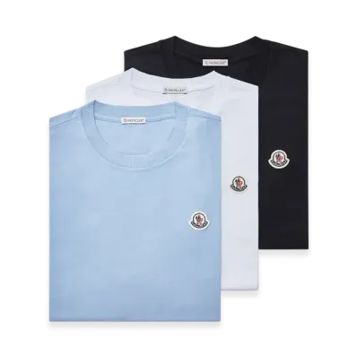 MONCLER Logo Patch Cotton T-Shirt (Pack Of Three) "Multi"