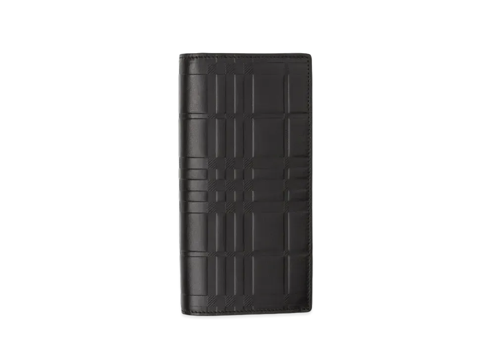 Burberry Embost Check Leather Continental Wallet "Black"