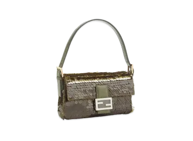FENDI Baguette 1997 Satin Bag With Sequins "Green"