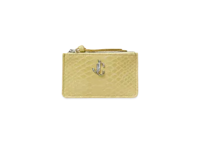 Jimmy Choo Nancy Gel Snake Print Leather Key Case With JC Logo "Silver/Sunbleached"