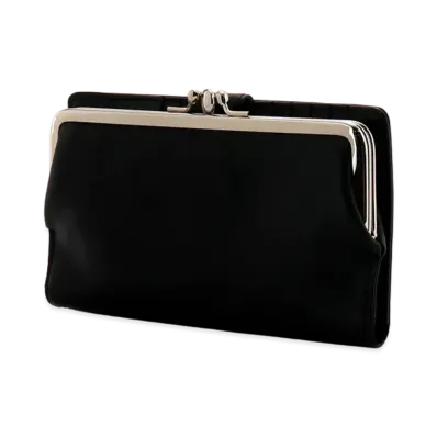 Yohji Yamamoto MEDIUM GLOSS LEATHER BASIC CLASP LONG WALLET "Black"
