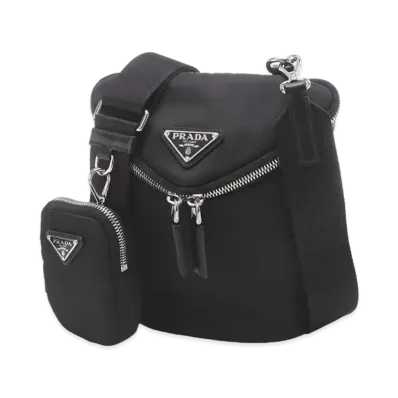 PRADA Re-Nylon x Leather Shoulder Bag "Black"