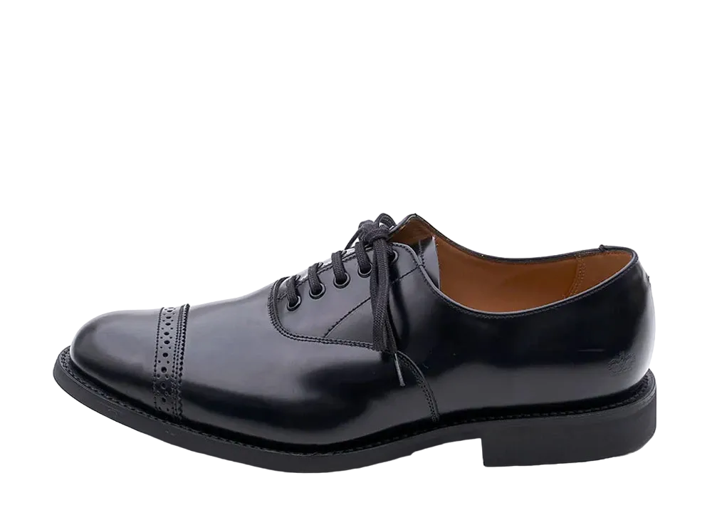 SANDERS Military Punched Cap Oxford 266 Polished Leather "Black" 1947B