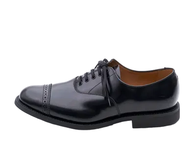 SANDERS Military Punched Cap Oxford 266 Polished Leather "Black" 1947B