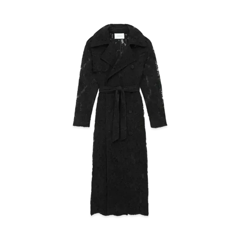 Saint Laurent Women's Trench Coat in Lace "Black"