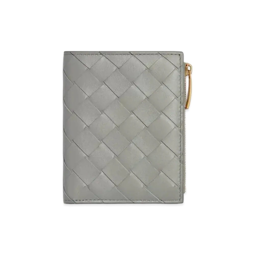 Bottega Veneta Intrecciato Small Bi-Fold Wallet "Sterling/Space"