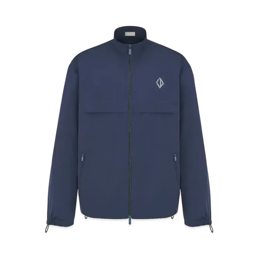 Dior Men's Zipped Shirt with CD Diamond Embroidery Technical Fabric "Blue"