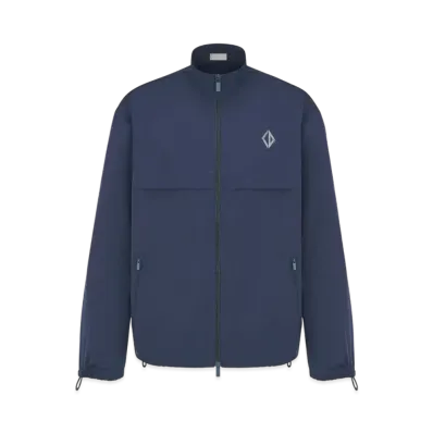 Dior Men's Zipped Shirt with CD Diamond Embroidery Technical Fabric "Blue"
