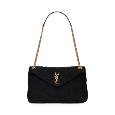 Saint Laurent Puffer Small Bag In Quilted Boucle Tweed "Black"