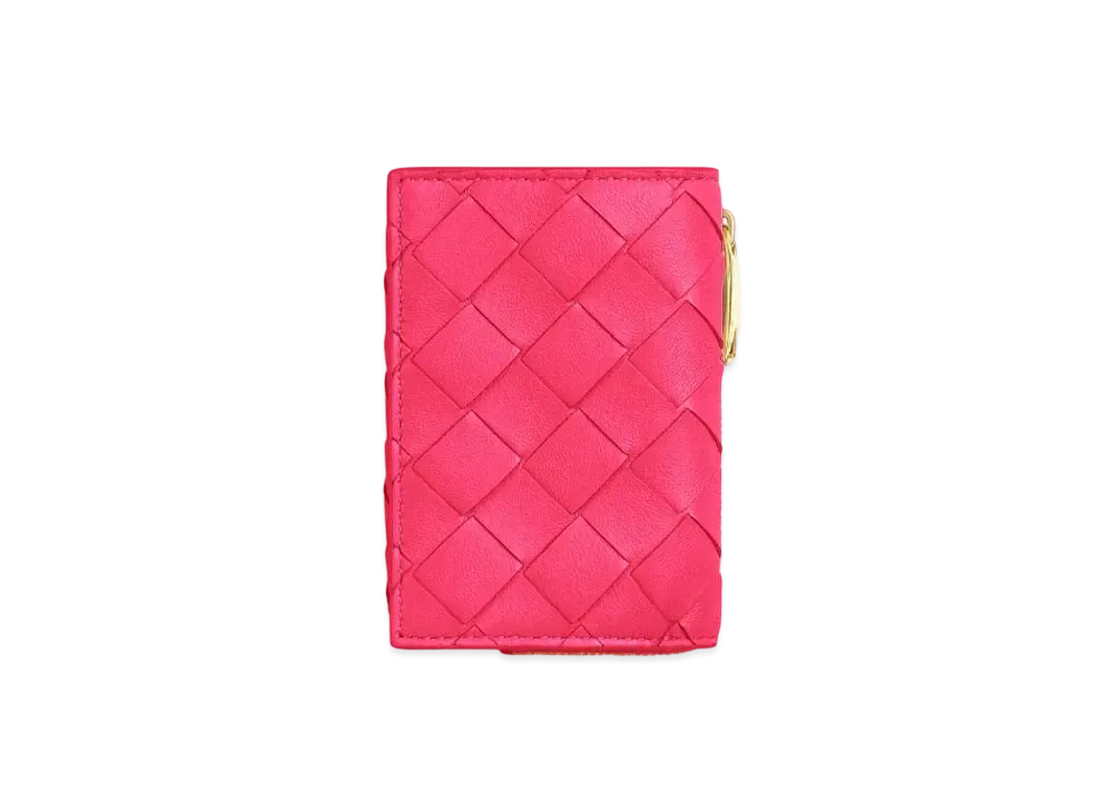 Bottega Veneta Tiny Tri-Fold Zip Wallet "Cranberry"