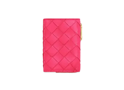 Bottega Veneta Tiny Tri-Fold Zip Wallet "Cranberry"
